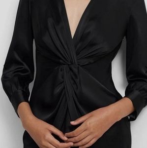 Theory twist front satin midi dress